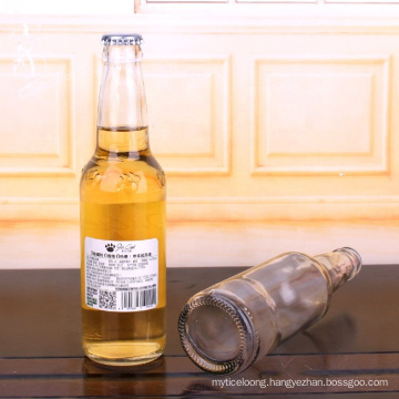 Hot Sell Amber and Clear Empty Glass Beer Bottle with Metal Crown Lid